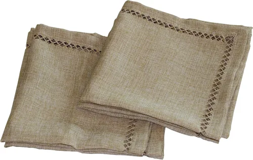 Miniatura 2 de Juego de 4 servilletas de tela bordadas con diseño vintage en avena