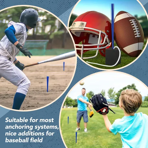 Miniatura 3 de Shappy 12 tapones de base de béisbol con borla, tapones de anclaje resistentes para campo de béisbol y accesorios de sóftbol Azul