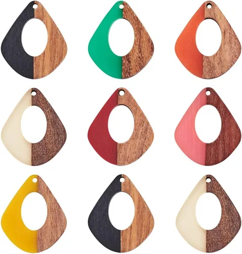 Miniatura 40 de Mega Pet Colgante de resina y madera de nogal para hacer joyas de bricolaje