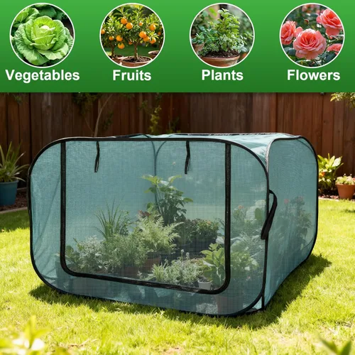 Miniatura 7 de RGQSUN 1 cubierta de malla de jardín desplegable de 39 x 39 x 19 pulgadas, cubierta grande para protección de plagas, cubierta de red de jardinería