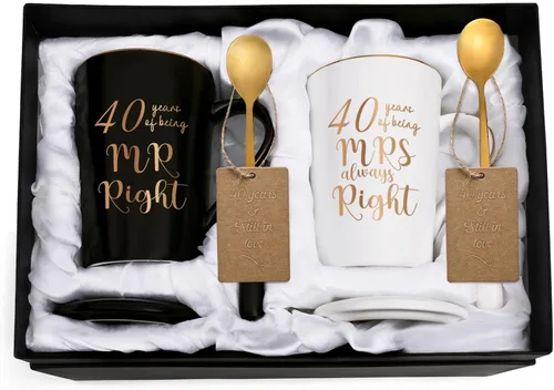 Miniatura 9 de YHRJWN - Regalos de 50 Aniversario de Boda, Set de Tazas de 50 Años de Ser el Sr. y la Sra. Siempre Correctos, Ideas de Regalos de Boda para Padres