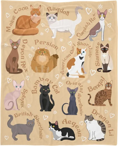 Manta de gatos para amantes de los gatos - 40x50 pulgadas, mantas de franela suaves con patrón de gatos lindos, acogedoras, para gatos de raza de