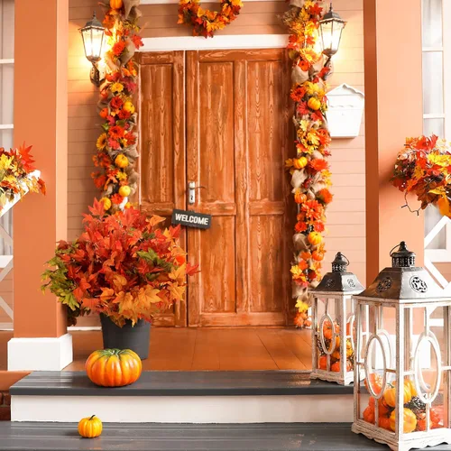 Miniatura 5 de SATINIOR 16 piezas de hojas de arce artificiales de otoño, ramas, decoraciones de Acción de Gracias para el hogar, hojas de otoño, tallos de arce
