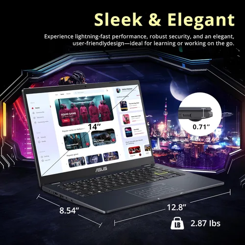 Miniatura 8 de ASUS Vivobook Go - Laptop FHD de 14 pulgadas, Intel Celeron N4500, RAM DDR4 de 4 GB, eMMC de 128 GB, gráficos Intel UHD, teclado numérico, cámara