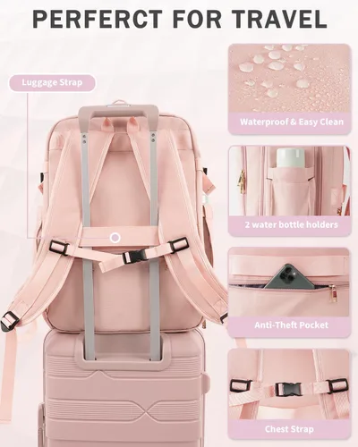 Miniatura 7 de FALARK INC - Mochila de viaje de mano, 40 L, mochila de viaje aprobada para vuelos grandes con estructura de equipaje para mujeres, bolsa de viaje