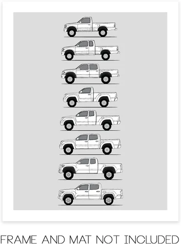 Miniatura 2 de Idea Network Póster hecho a mano compatible con Toyota Tacoma Pickup Truck Generations, arte de pared impreso hecho a mano, decoración