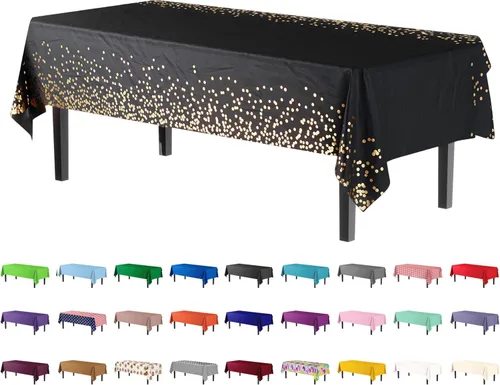 Miniatura 20 de Party Solids Paquete de 4 manteles de plástico color azul aguamarina, 54 x 108 pulgadas, mantel desechable para fiestas y pícnics