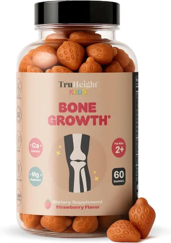 TruHeight Gomitas para el Crecimiento Óseo de Niños (Fresa, Edades 2+) Nutrición Alta para el Crecimiento Natural en Niños y Pequeñitos - Vitamina