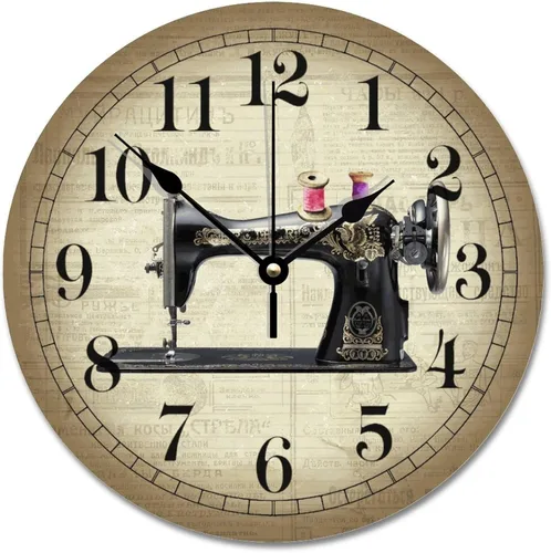 Miniatura 14 de Reloj de pared para tejer uno a la vez, divertido reloj de madera moderno 10 silencioso, sin tictac, de cuarzo, funciona con pilas, para sala