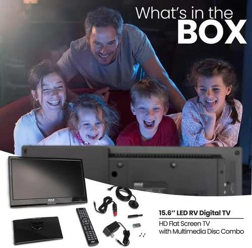 Miniatura 2 de Pyle Televisión LED RV de 15.6 pulgadas 1080p - Monitor de pantalla plana delgado FHD pequeño TV con HDMI, RCA, combo de disco multimedia/DVD