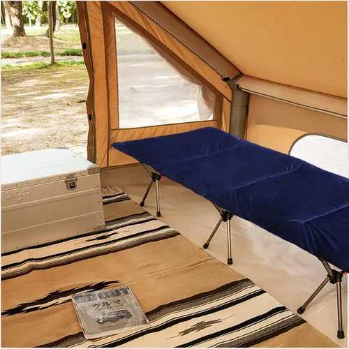 Miniatura 5 de Almohadilla de dormir gruesa para acampar, cojines de campamento de microfibra suaves y cómodos para adultos, colchonetas plegables ligeras para Azul