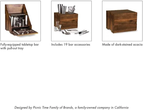Miniatura 7 de PICNIC TIME NFL Madison Acacia - Juego de herramientas de barra de mesa, kit de camarero con soporte, juego de accesorios de bar