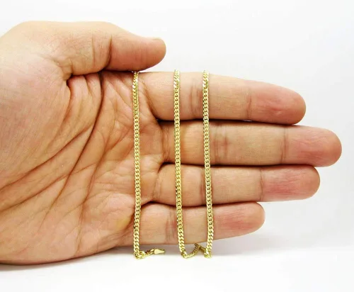 Miniatura 2 de Giorgio Bergamo Cadena cubana Miami de oro amarillo de 14 quilates de 0.039 in a 0.098 in, paño de microfibra gratis, collar de eslabones