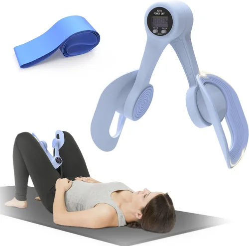 Thigh Trainer, 360°Adjustable Pelvic Floor Muscle Trainer with LED Display, Inner Thigh Exerciser with 20LB Resistance Band for Women, Home Fitness