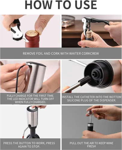 Miniatura 3 de CIRCLE JOY Aireador de vino eléctrico con base de almacenamiento, sacacorchos y tapón de vino al vacío, regalo de elefante blanco para amantes