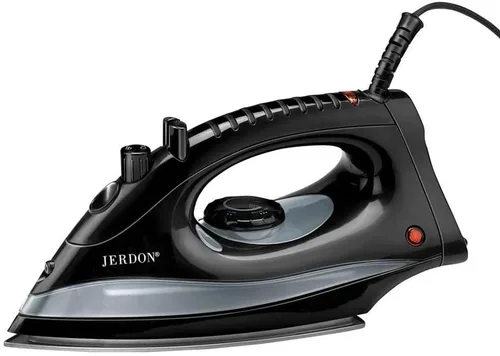 Jerdon Plancha de vapor para hotel de 1200 W, apagado automático doble, autolimpieza, suela antiadherente, cable giratorio de 9 pies, temperatura