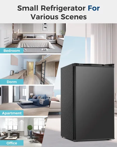 Miniatura 7 de Feelfunn Mini refrigerador con congelador, mini refrigerador de una sola puerta de 3.2 pies cúbicos con termostato ajustable, ahorro de energía