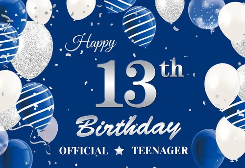 Miniatura 9 de Cartel de fondo oficial de 13 cumpleaños, cartel oficial de fiesta de cumpleaños de 13 años, fondo de fotografía de feliz cumpleaños de 13 años