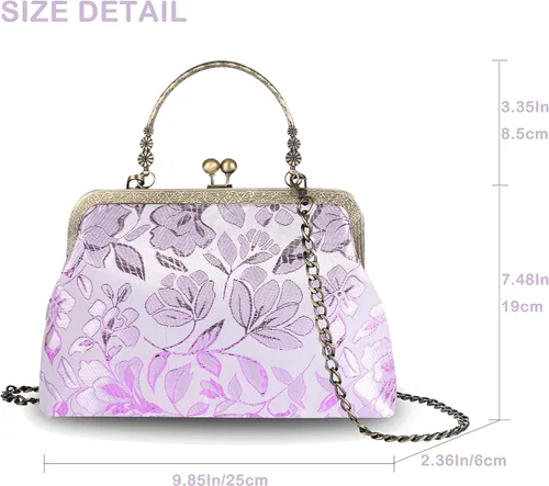 Miniatura 97 de Bolso floral con asa superior, bolso de noche Kiss Lock para mujer, bolso vintage