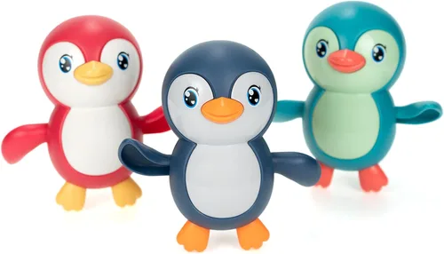 DUCKBOXX XX Juguetes de baño a pilas con pingüinos de nado de espalda para niños de 18 meses en adelante (3 piezas)