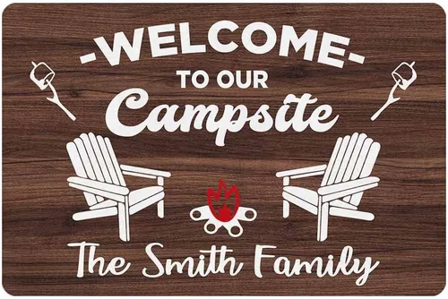 Miniatura 7 de Tapete personalizado para cámper de 24 x 16 pulgadas, para interior y exterior, con bienvenida a nuestro campamento, decoración personalizada