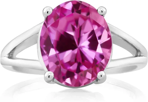 Miniatura 120 de Gem Stone King Anillo solitario con piedra preciosa de 3.00-7.00 quilates Plata de ley 925 Ovalado de 0.47 x 0.49 pulgadas Anillo