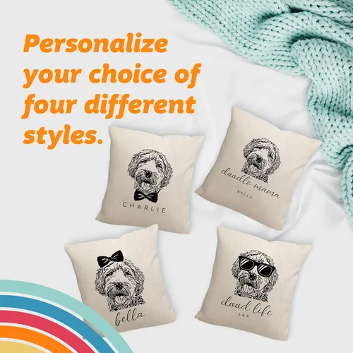 Miniatura 5 de Pattern Pop - Almohada personalizada con arco y garabatos - Funda de almohada - Almohada decorativa para perro - Funda de almohada cuadrada de 18 x