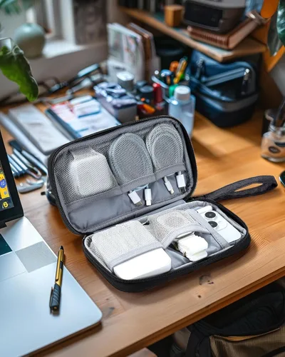 Miniatura 7 de BAGSMART Organizador de cables de viaje pequeño, organizador técnico para cargador, teléfono, negro