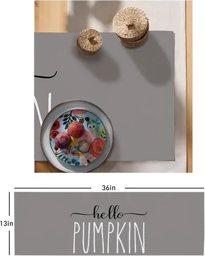 Miniatura 6 de Camino de mesa de otoño de Acción de Gracias, 36 pulgadas, corto, de lino y algodón, para cocina, comedor, mesa de café, decoración de tocador