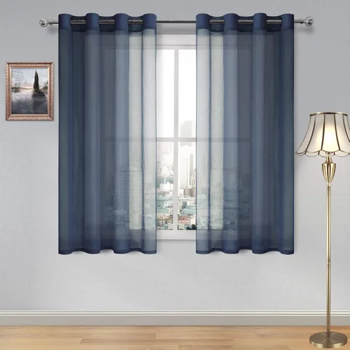 Miniatura 116 de DWCN Cortinas traslúcidas color verde frijol para sala de estar y dormitorio - Cortinas voile con aspecto de lino sintético con ojales en la parte