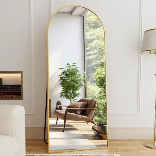 Miniatura 3 de Espejo de Cuerpo Completo, 71"x26" Espejo Arqueado de Cuerpo Completo, Espejo de Arco con Soporte, Espejos de Pie Grandes, Espejos de Cuerpo Dorado
