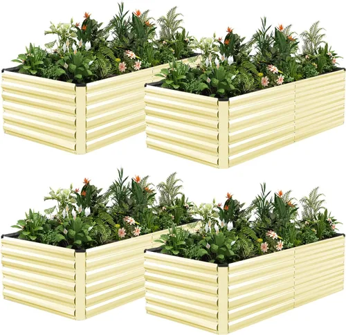 Miniatura 39 de NAVINE Cama de jardín elevada de 8 x 4 x 2 pies, macetas elevadas de metal grande, macetas para plantas al aire libre para verduras, flores