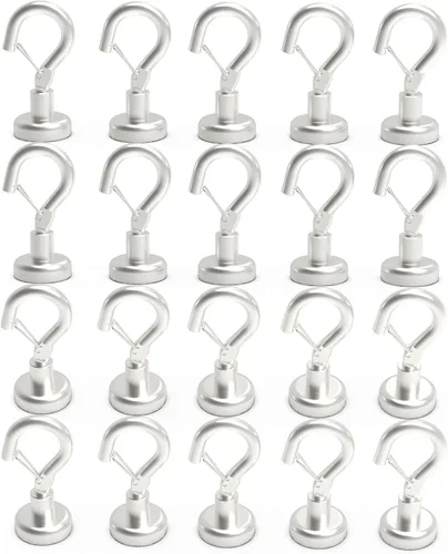 Miniatura 19 de Ant Mag Ganchos magnéticos negros resistentes con broche de presión de 22 libras, ganchos magnéticos fuertes, ideales para colgar en refrigerador