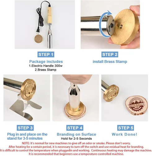 Miniatura 2 de KAINSY Hierro de Marcar Eléctrico Personalizado para Madera - Hierro de Marcar Madera Personalizado Sellos de Letras para Quemar Madera - Convierte