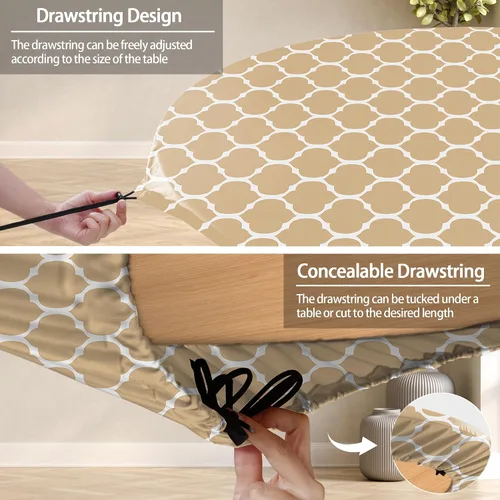 Miniatura 3 de Mantel redondo ajustable resistente a la intemperie, poliéster resistente para interiores y exteriores, cubierta circular para mesas de 36 a 44