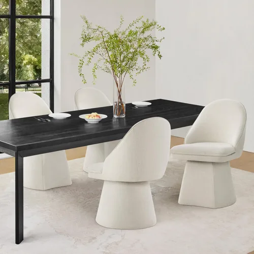 Miniatura 13 de KISLOT Juego de 4 sillas de comedor giratorias, tapizadas de mediados de siglo con respaldo alto, sillas de cocina de tela de lino para comedor, Una