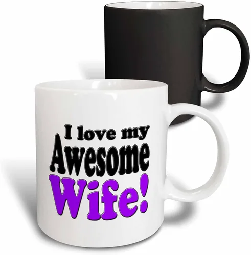 Miniatura 10 de 3dRose evadane – Funny Quotes – I Love My Awesome esposa, púrpura, – Tazas, Blanco White