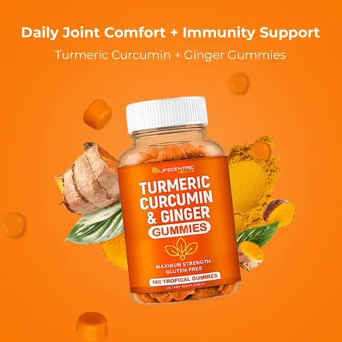 Miniatura 3 de Gomitas de cúrcuma para adultos y niños Max Strength Anti Inflamatoria Cúrcuma y Gomas de jengibre Suplemento Vegano orgánico Natural Cúrcuma