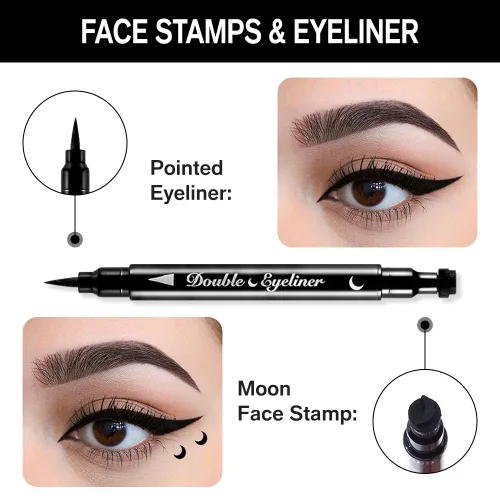 Miniatura 3 de evpct 1 Pieza Sello de Delineadores de Ojos Alados Color Negro, Sellos Faciales de Lunas Negras Maquillaje Delineador de Ojos Juego de Herramientas