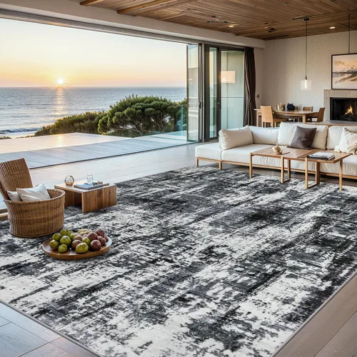 Miniatura 15 de Alfombras de 6x9 para sala de estar - Alfombra lavable moderna abstracta suave grande neutral antideslizante para piso interior resistente a manchas