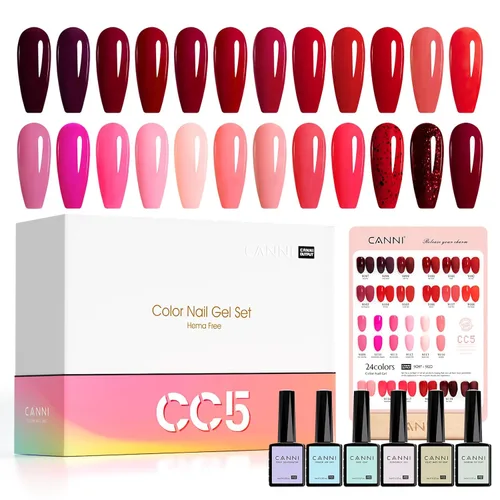 Miniatura 12 de CANNI CC1 - Juego de esmalte de uñas de gel, 30 piezas de 9 ml, colores negro, rosa intenso, verde, amarillo, morado, azul, kit de uñas con secado