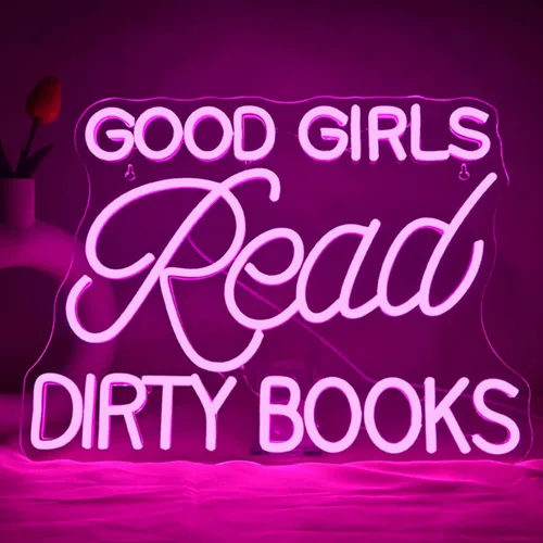 Letrero LED de neón para decoración de pared, con texto en inglés "Good Girls Read Dirty Books", luz de neón regulable para el hogar, libro, fiesta,