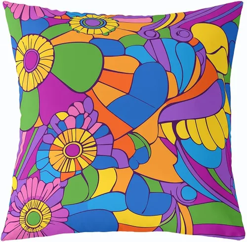 Miniatura 18 de Erosebridal Groovy Flower Power - Funda de almohada de 16 x 16 pulgadas, bonita funda de almohada floral bohemia de los años 60S y 70S, funda