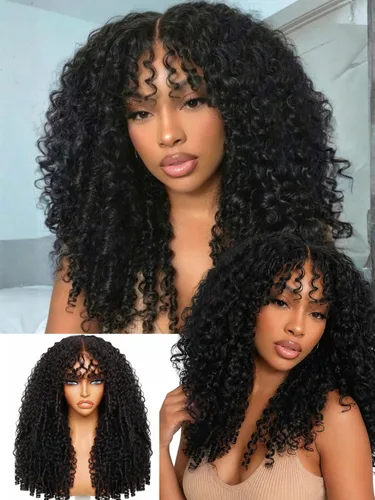 Miniatura 11 de Nadula Peluca Sin Deslizamiento 13x4 HD Rizada Birmana con Cordón de Cabello Humano con Extremos en Espiral de Dedo, Sin Pegamento Pre Cortada