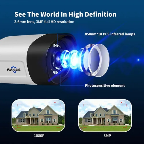Miniatura 7 de Hiseeu Cámara de seguridad inalámbrica Pro de 5 MP para exteriores, seguridad del hogar, visión nocturna a color, WiFi de 2.4 GHz y 5 GHz, tarjeta