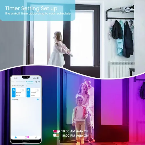 Miniatura 7 de GUPUP Luces LED WiFi de 50 pies, tira de luces LED controladas por aplicación inteligente, compatible con dispositivos Alexa y Google Assistant