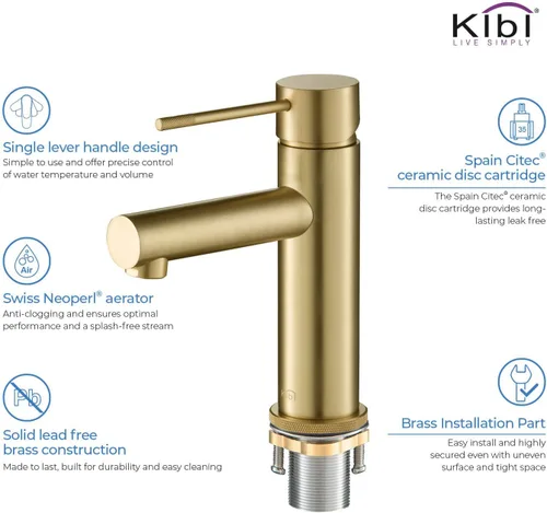 Miniatura 6 de KIBI Circular X latón sola manija baño vanidad fregadero grifo, grifo de lavabo con manguera de agua