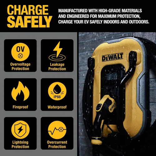 Miniatura 3 de DEWALT Cargador EV de nivel 2 para vehículo eléctrico de hasta 40 amperios y 240 V, control de aplicación Bluetooth y Wi-Fi, certificado CSA