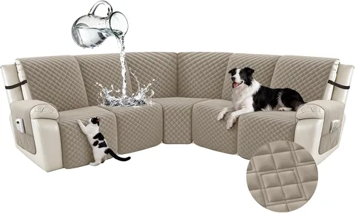 Miniatura 108 de Arfntevss Fundas para sofá seccional reclinable para sofá seccional en forma de L, funda antideslizante lavable para sofá reclinable con forma de L