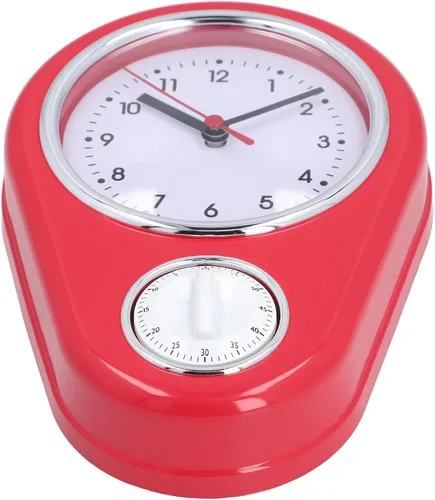 Miniatura 10 de Tyenaza Reloj de pared retro con temporizador de cocina de 9 pulgadas, multifuncional, innovador reloj de cuarzo de operación silenciosa
